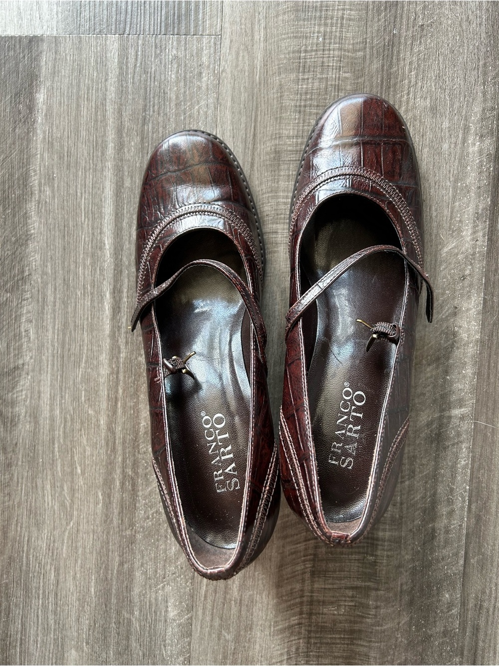 Franco Sarto Brown Mary Jane Block Heels